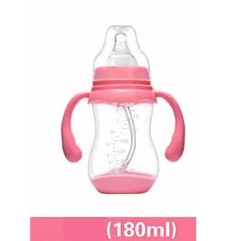 180ML Pink PP широкий рот ребенка чашки с Пылезащитный чехол для анти-метеоризм молока для кормления 180 мл/240 мл/320 мл с Температура зондирования дно - Цвет: 180ML Pink