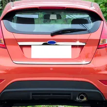 1 шт. ABS хромирование, задняя часть автомобиля отделка багажника Наклейка подходит для Ford Fiesta, Хэтчбек 2009- из нержавеющей стали автомобиля Стайлинг Аксессуары