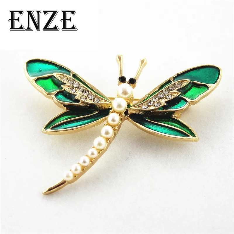 

Free shipping Fashion new drop glaze enamel dragonfly ms pearl inlay yakeli brooch Personality men and women accessories