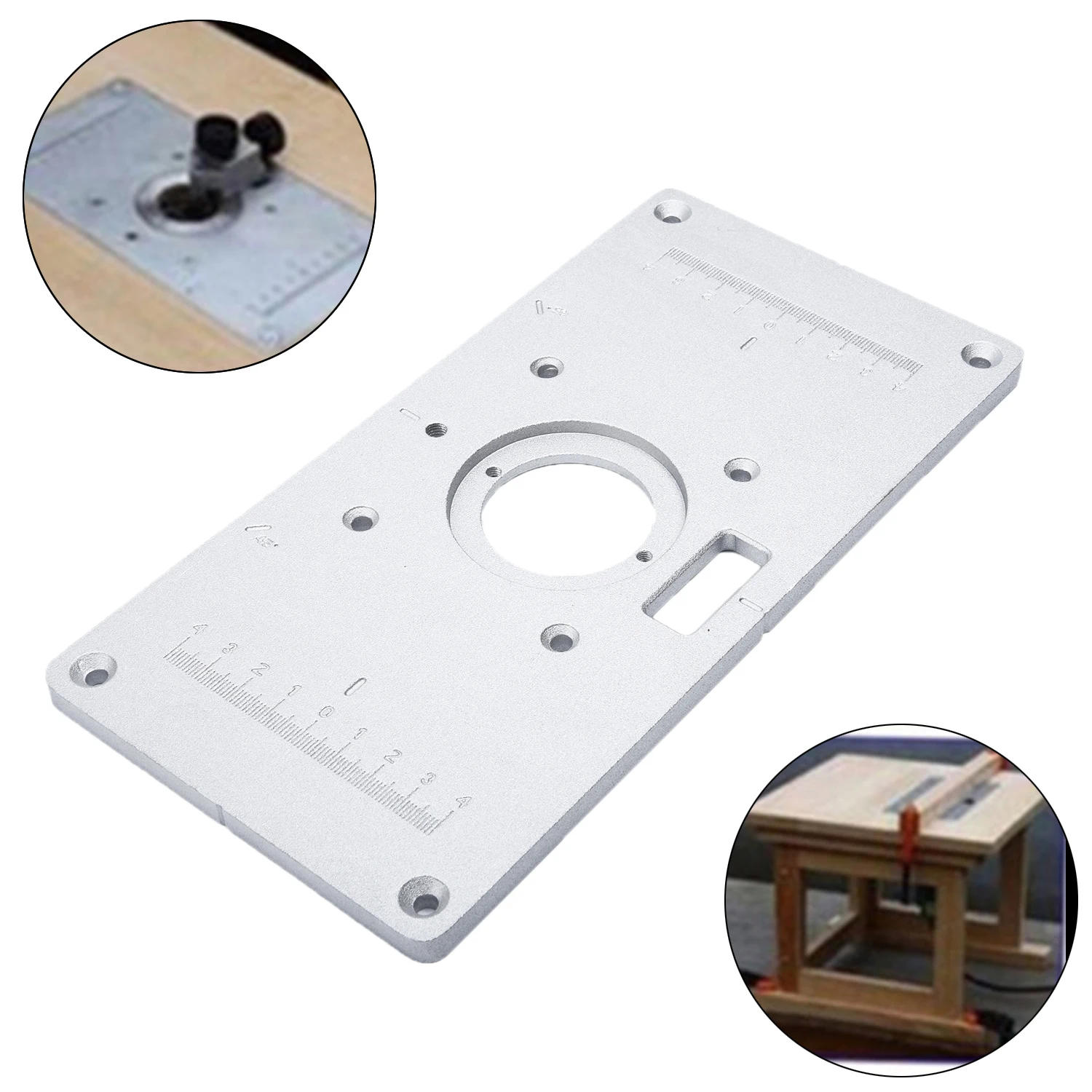 

Aluminum Router Table Insert Plate +4 Rings For Trimmer Woodworking Bench Supply