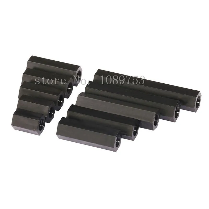 Qty20 M3 M4 Black Hex Tapped Nylon Spacer Stand-Off Female to Femal_