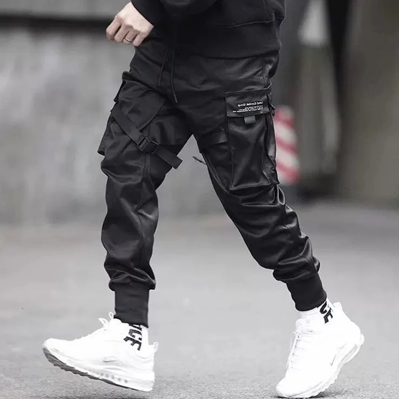 

April MOMO 2019 Men Spring Hip Pop Harlan tooling pants Elastic Waist Hip Pop Pencil Pants Trousers Streetwear Hombre Sweatpants