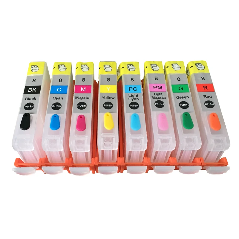 

8 colors CLI-8 CLI8 Refillable Ink Cartridges Auto reset chips for Canon PIXMA PRO 9000 printer with ARC chips