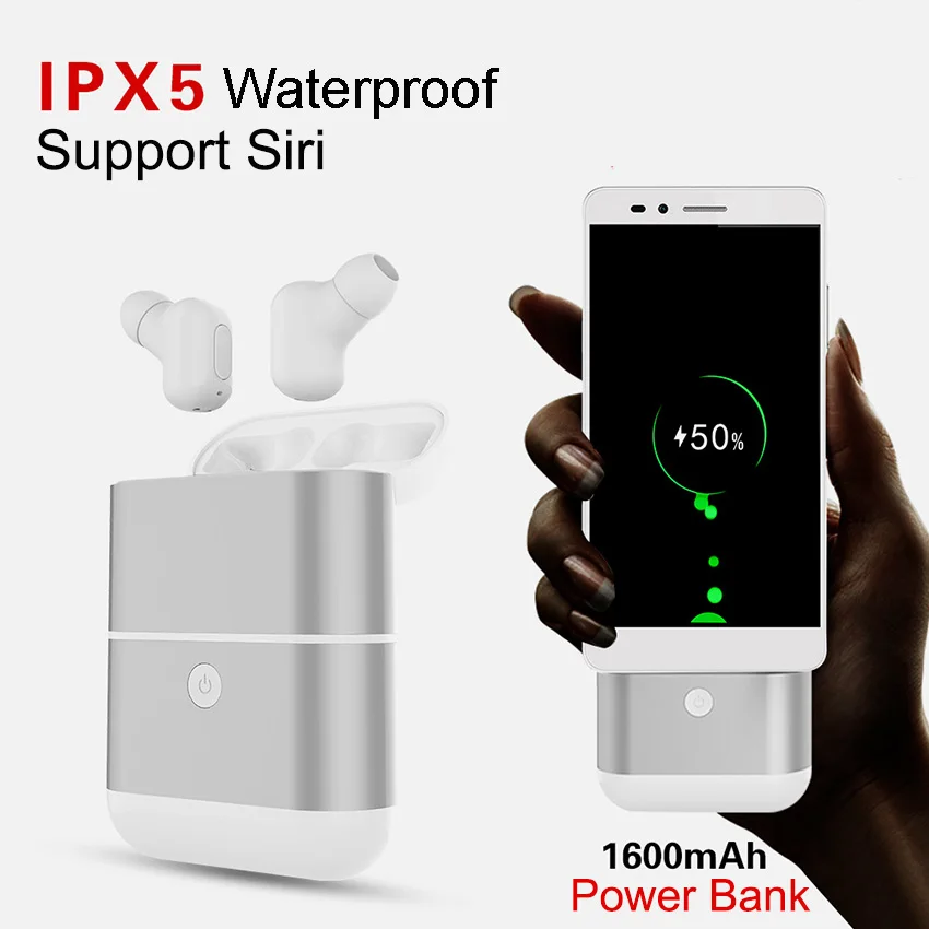 

Mini Bluetooth Earphone With Mic 1600Mah Charger Case Charging Box Wireless Headset For Phone iPhone 7 Xiaomi Samsung Earbuds