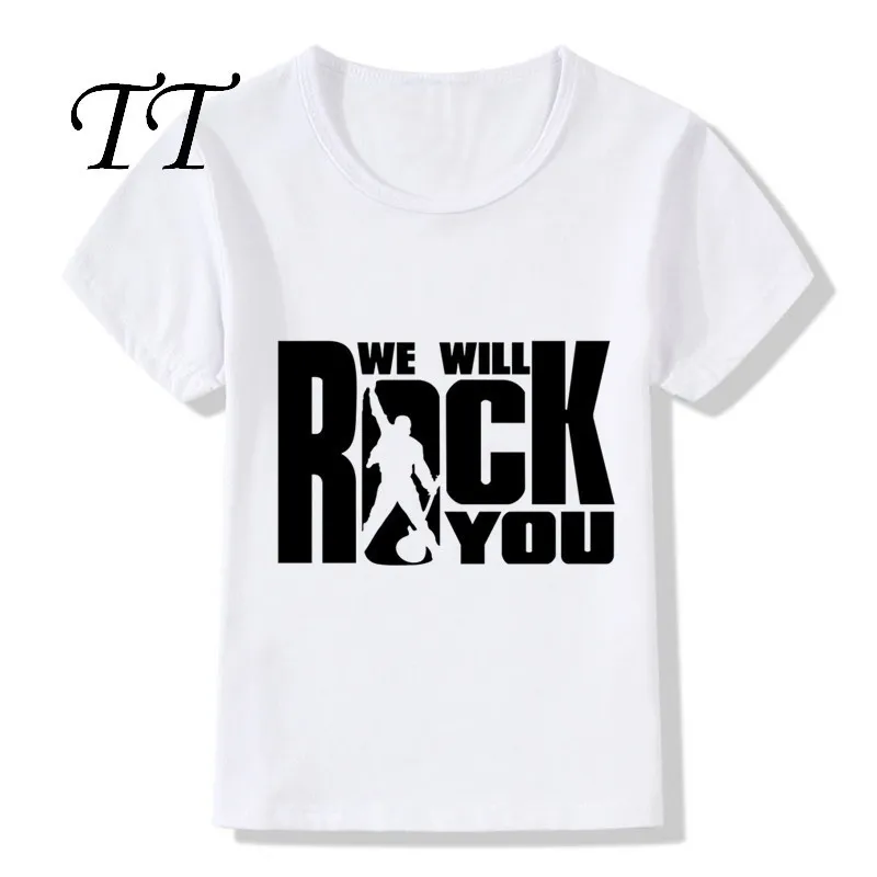 Детские футболки с надписью We Will Rock You Queen летний топ одежда коротким рукавом для