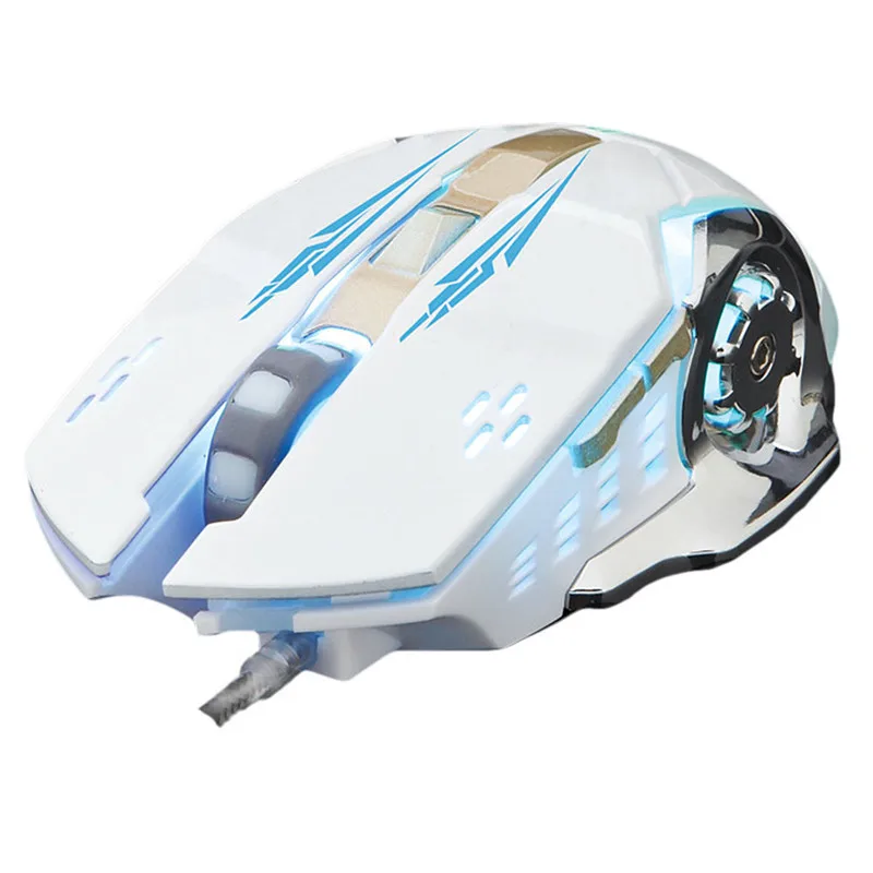 High quality Usb Wired Mouse E-Sport Weighted Gaming Luminous Mouse Four-Color Breathing Light DPI3200 Laptop Desktop Computer - Цвет: white