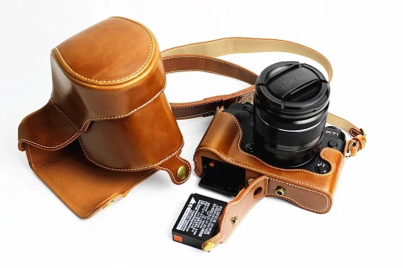 Capa de Couro para Câmera Digital Fujifilm Xt1 Bolsa de Capa para Câmera Digital e Acessórios com Abertura de Bateria - Image 4