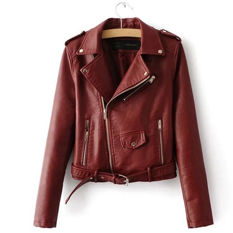 2018 New Autumn Winter PU Leather Jacket Women Motorcycle