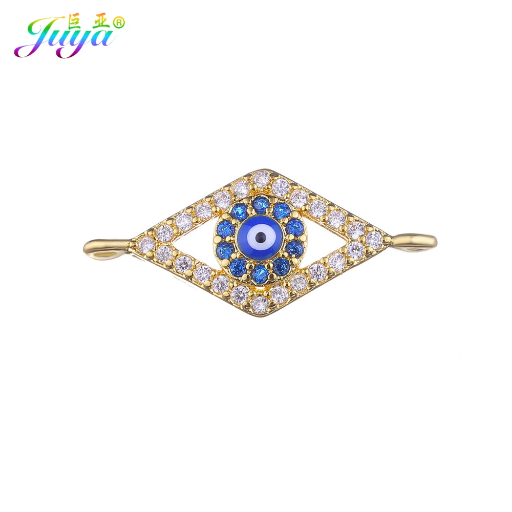 

Supplies For Jewelry Gold/Silver/Rose Gold Greek Evil Eye Charm Connectors Accessories For Women Earrings Bracelets DIY Making