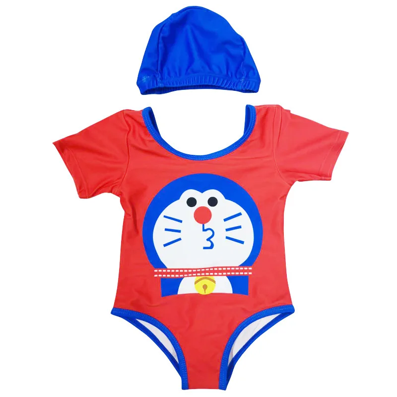 Summer Cartoon Girls Swimsuit Children Sets With Hat For 75-125cm Summer Cartoon Girls Swimsuit Children Sets With Hat For 75-125cm
