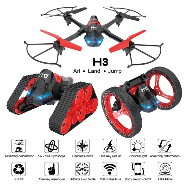Best Offers RC Drone Switching 0.3MP HD Camera Drone Tank Bounce Wifi FPV Fixed Height Air Ground Quadcopter Best Offers RC Drone Switching 0.3MP HD Camera Drone Tank Bounce Wifi FPV Fixed Height Air Ground Quadcopter