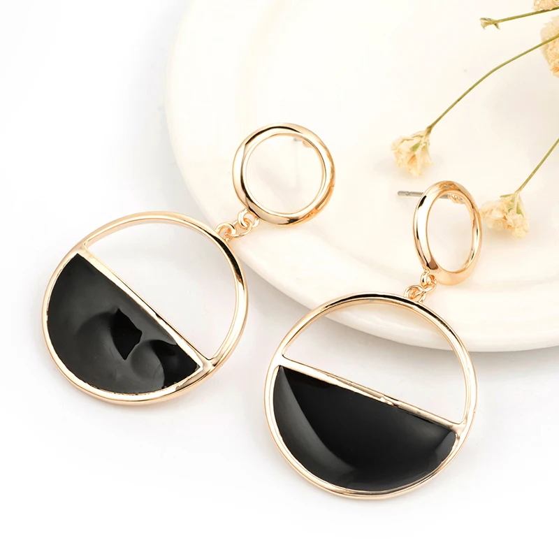 1 Pair European Fashion Women Round Big Stud Earrings Brand Designer