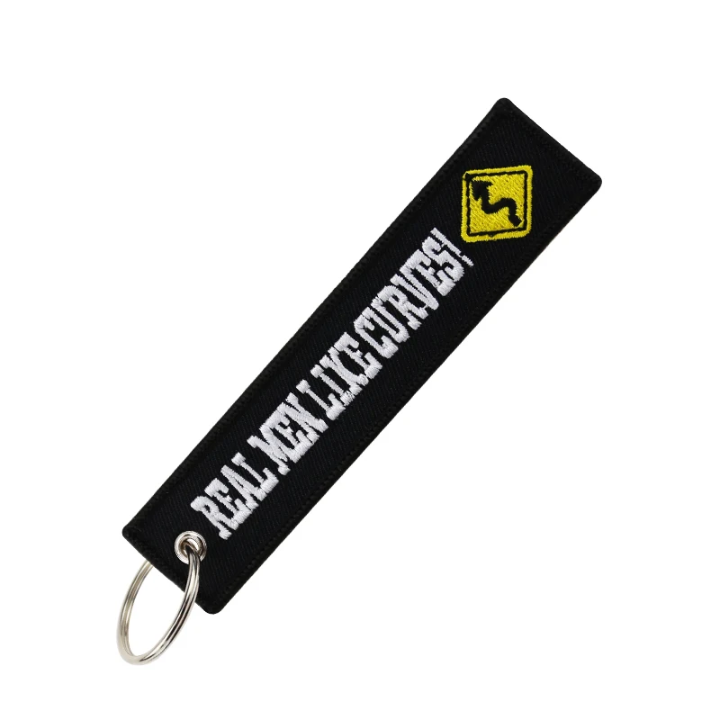 Fashion-Motorcycle-Cars-Keychain-Embroidery-Real-Men-Like-Curves-Keyring-Key-Fobs-OEM-Jewelry-Key-Chain