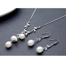 Sinya plata esterlina 925 joyería fina conjunto con perla Natural de agua dulce conjunto de collar y aretes para las mujeres vestido de noche del partido
