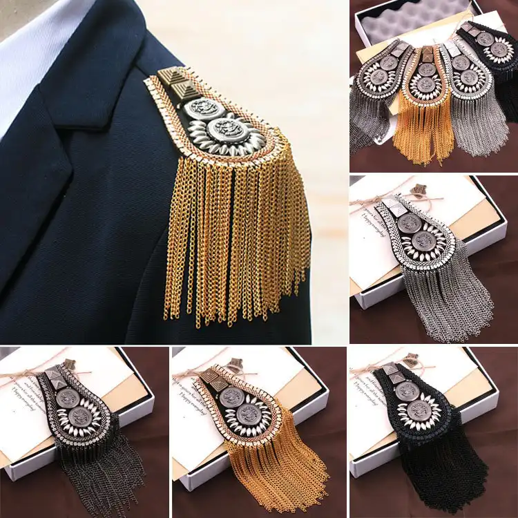 Boburyl 1 par de Hombro Trajes Epaulet Borla Cadenas de Acoplamiento Remaches Windcoat aleaci/ón Hombro Placa de Accesorios