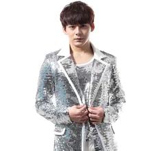 Индивидуальные новинка корейский певец DJ для ночного клуба в стиле панк-рок Серебряный блестками костюм и кожаная куртка сценический костюм Размеры S-6XL