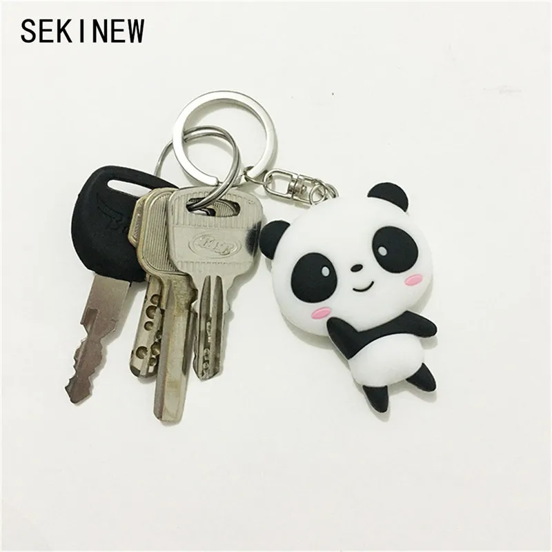 

SEKINEW wholesale panda keychains Kung Fu cute anime cat bear cartoon face silicone PVC keyring kawaii Car Ornament Accessories