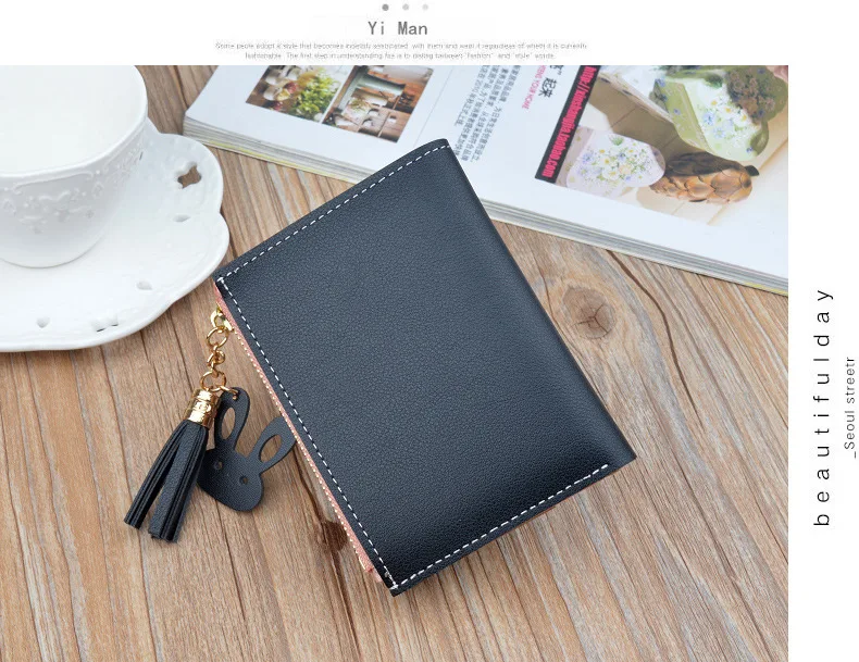 New Arrival Wallet Short Women Wallets Zipper Purse Patchwork Fashion Panelled Wallets Trendy Coin Purse Card Holder Leather