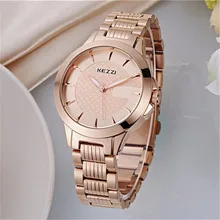 New Clock gold Fashion Men watch full gold Stainless Steel Quartz watches Wrist Watch Wholesale KEZZI