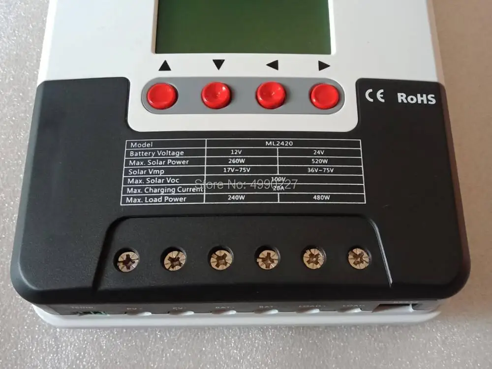 12V24V 20A ML2420 Автомобильная MPPT Контроллер заряда с ЖК-дисплеем регулятор солнечного зарядного устройства макс pv вход напряжение 100 в