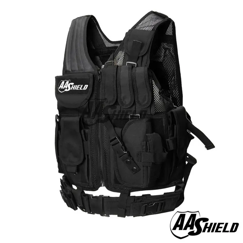 AA Shield Law Enforcement Tactical SWAT Vest Military Police Vest Black
