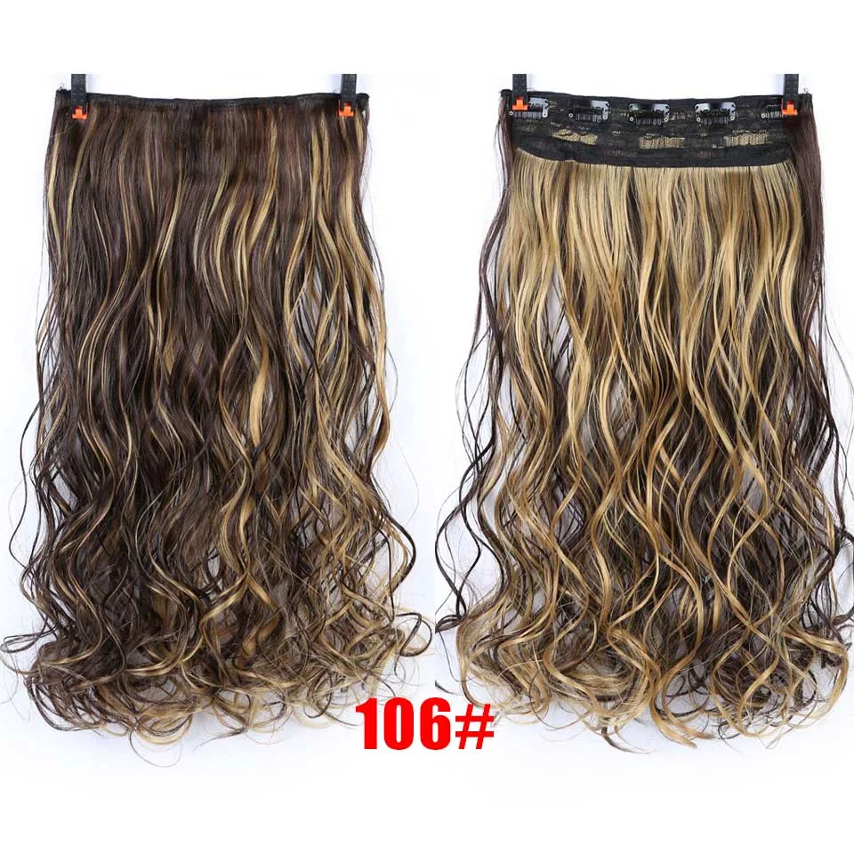 SHANGKE 28 дюймов Длинные Синтетические волосы на заколках для наращивания волос термостойкие шиньоны натуральные волнистые волосы - Цвет: P4/27