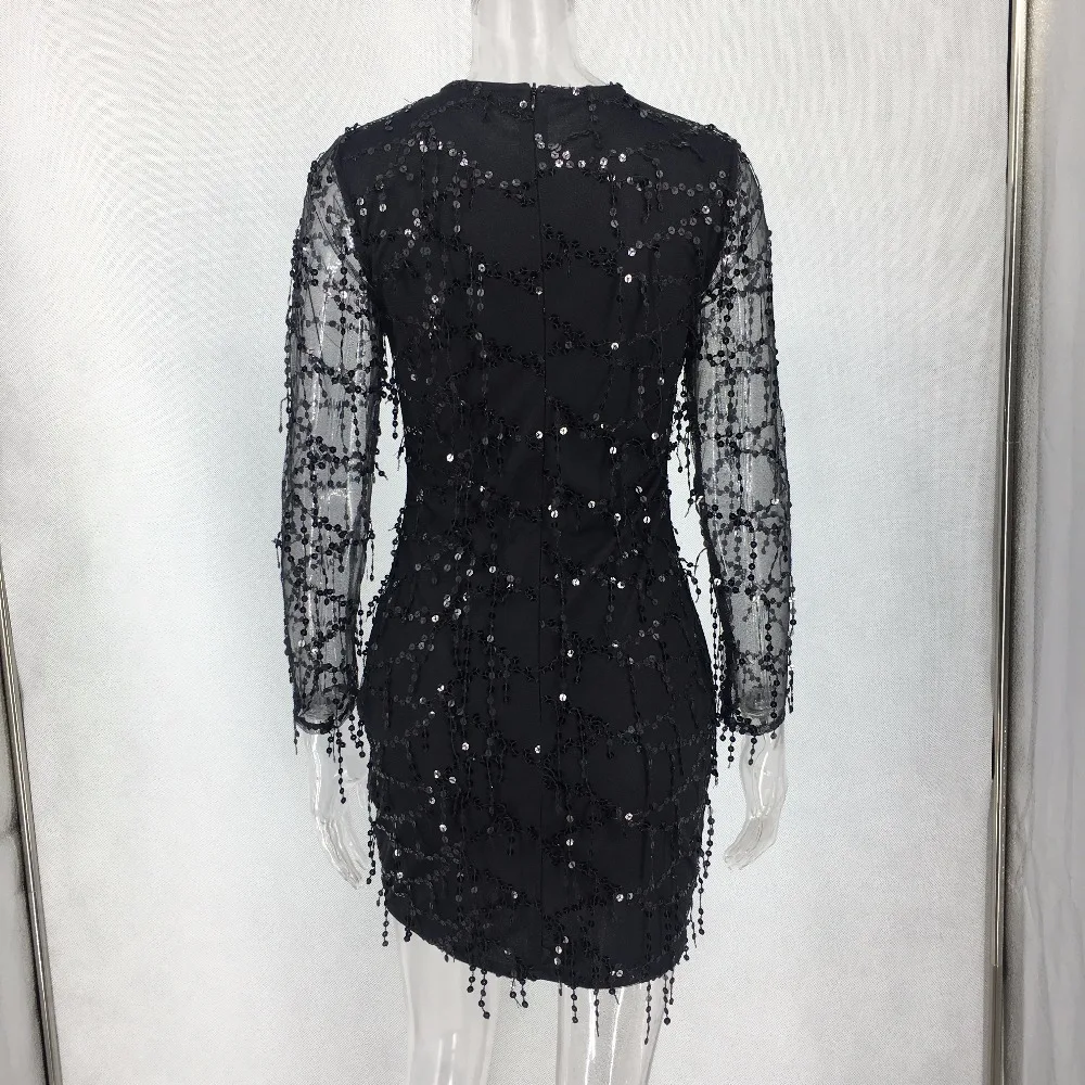 Сексуальное Сетчатое платье с длинным рукавом и блестками для женщин befree, новое черное облегающее платье, элегантное платье для ночного клуба, платья для вечеринок, одежда Vestido