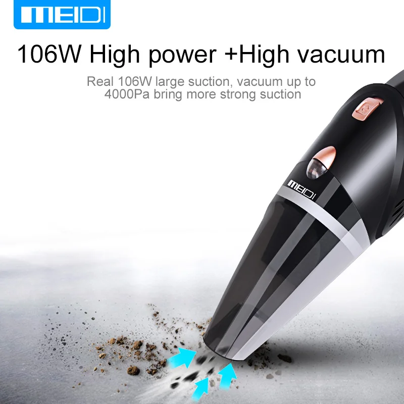 MEIDI  Car Vacuum 12V 106W Wet&Dry Dual Use Car Vacuum Cleaner Portable Car Handheld Vacuum Cleaner 14.7FT(5M) Power Cord  