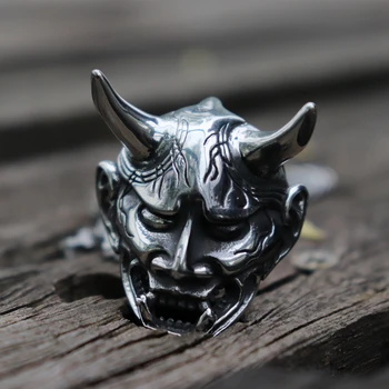 

Mens 316L Stainless Steel Japanese Anger Hannya Ghost Mask Pendant Necklace Punk Gothic Biker Jewelry