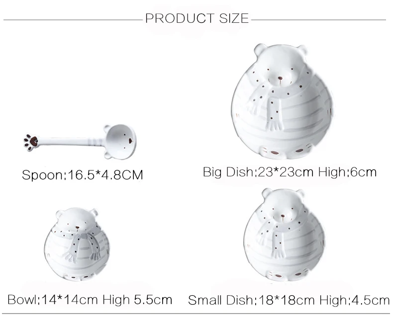 MORGIANA, милая мультяшная Фруктовая тарелка, деликатная керамическая миска, набор посуды, креативный белый медведь, керамическая миска, семейный набор для супа