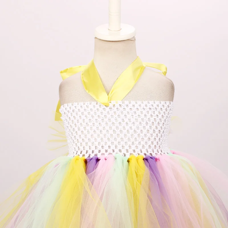 Pastel Rainbow Girls Unicorn Tutu Dress Princess Flower Girl Party Dresses with Headband Kids Birthday Halloween Unicorn Costume (6)