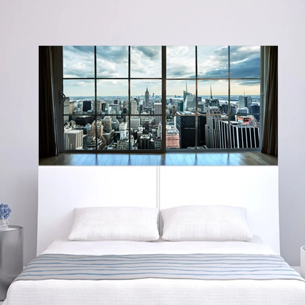 Манхэттенский Нью-Йорк городской пейзаж спальня ТВ стены гостиной фон обои наклейки