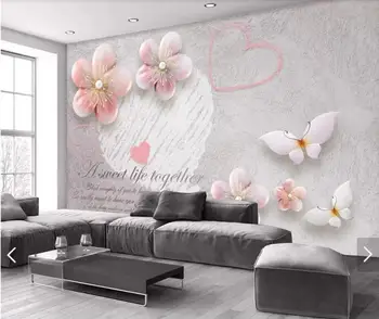 

3D 8D Embossed Pink Flower Wall Mural Photo Wallpaper for Living Room Backdrop Wall Paper Roll Home Decor Hallway Floral Murals