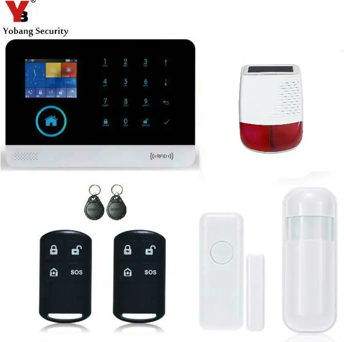 Yobang Security-Touch Keypad 2.4G WiFi GSM Alarm System GPRS IOS Android APP Control House Alarme Residencial Sistema with RFID