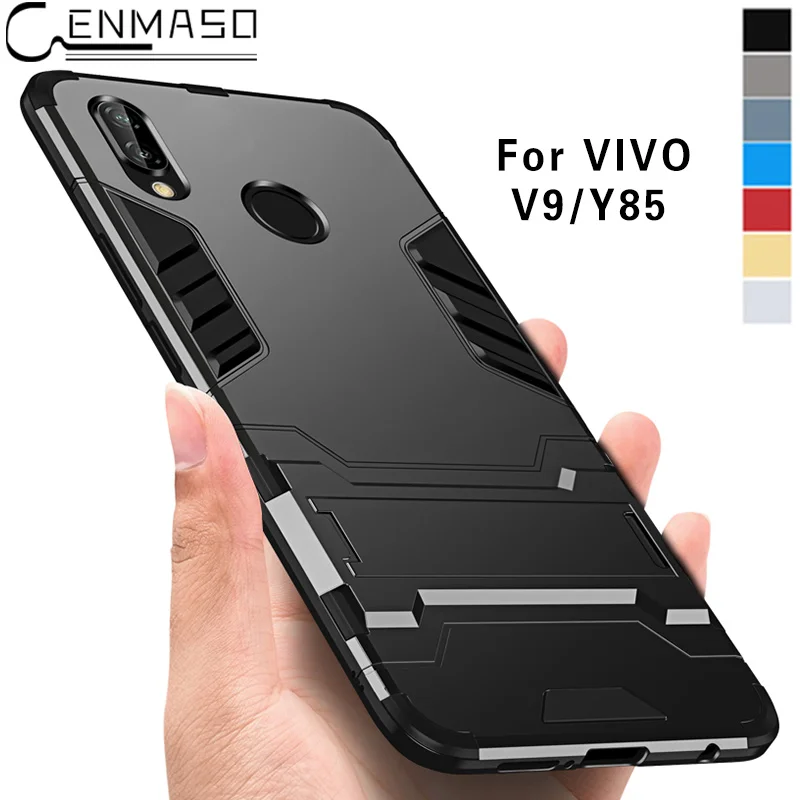 

For VIVO V9 Case Fashion Luxury Armor TPU + PC Shockproof Stand Back Cover Capa for VIVO Y85 Case Cover Phone Funda