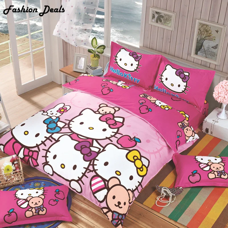 

Cartoon Hello Kitty Bedding Set for Kids Doraemon Bed Linen 3-4pcs Bedding Duvet Cover Bed Sheet Pillowcase Queen Free Shipping