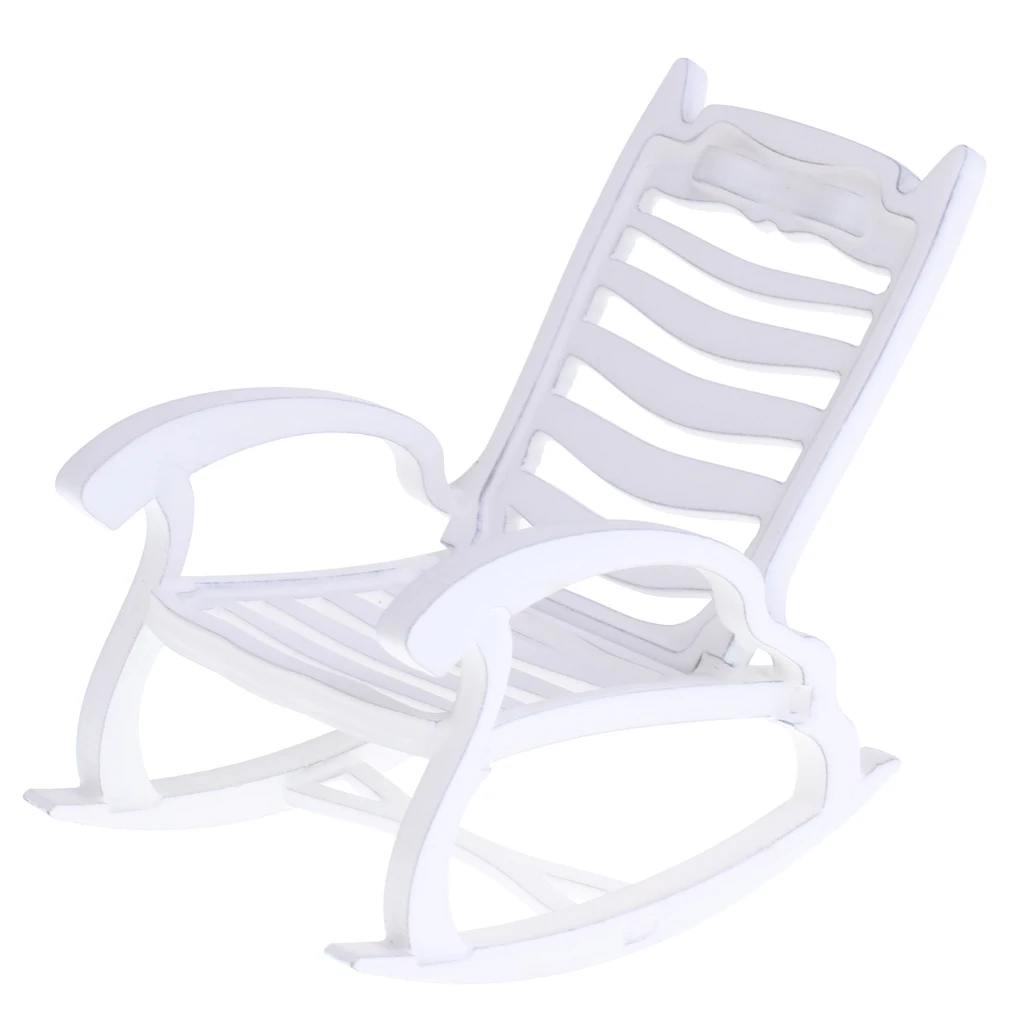 New 1/12 Dollhouse Miniature Furniture White Rocking Chair Octagonal Table Model Pretend Play Classic Toys for Kids Children