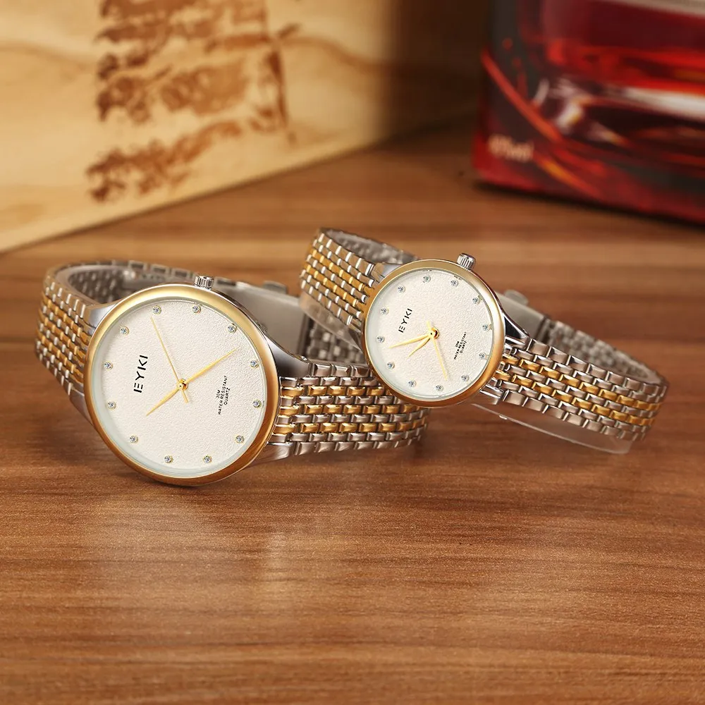 

EYKI Steel Band Lovers Quartz Watches Men Women Unisex Luxury Minimalist Watch Gold Silver Fashion Accessories Wristwatches