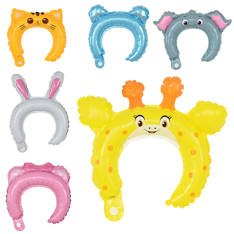 

5/10 pcs Cute Animal Headband Balloon Cow Fox Unicorn Dog Pig Bear Pattern Globos Kids Favors Toys Jungle Theme Party Decoration