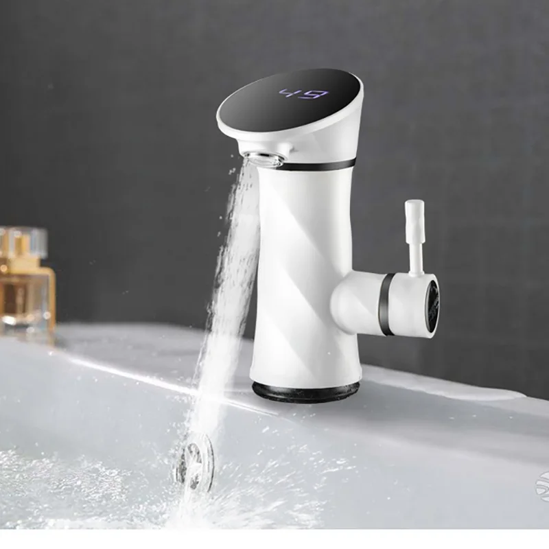 

Electric Water Heater Faucet LED Digital Display Kitchen Bathroom Tankless Heating Tap 3000w Temperature Household Sliver Faucet