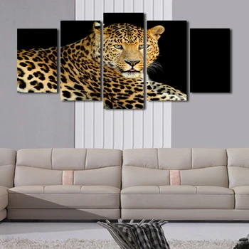 

2017 New Fallout Painting 5 Pcs(no Frame) Leopard Picture Print Painting On Canvas Wall Art Home Decor Living Room