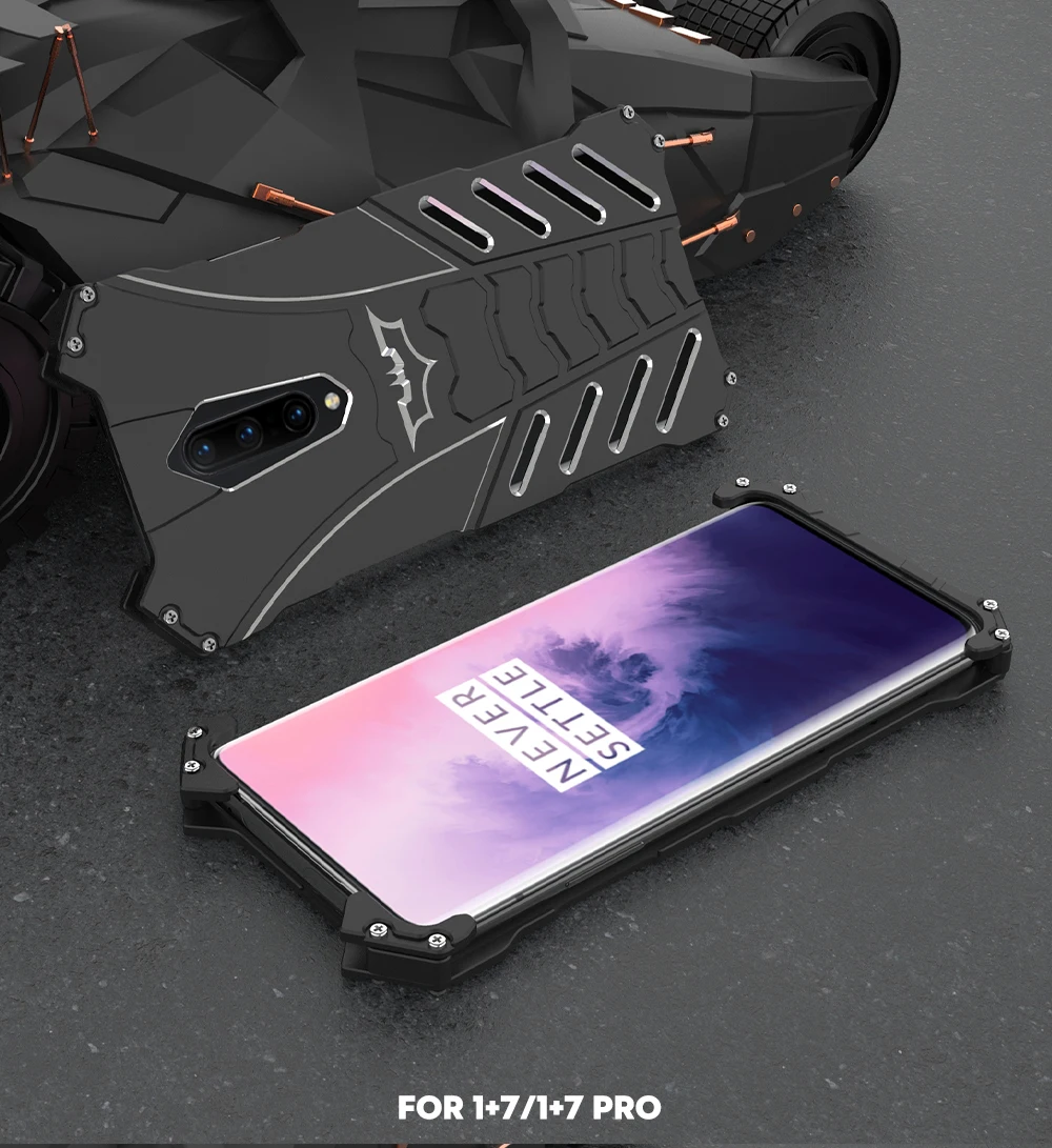 

Shockproof Metal Case For OnePlus 7 Case 7 Pro Hard Cover Aircraft Aluminum Sports Shell Heat Dissipation+Straps+Stand Holder