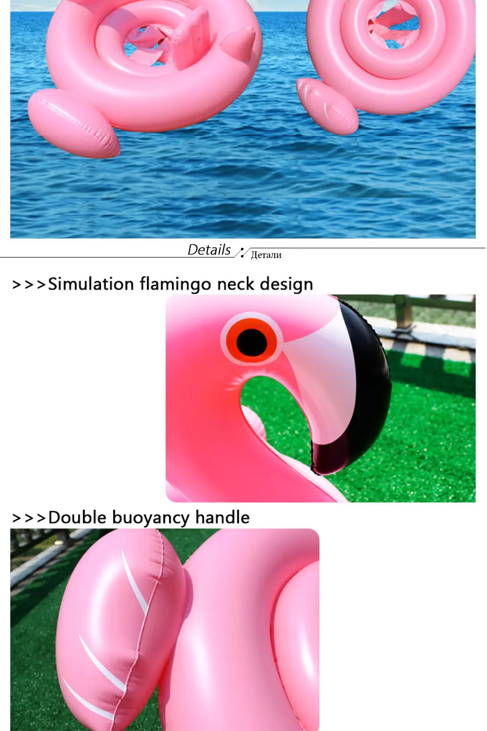 Baby Awning Floating Swimming Seat Ring Flamingo Infant Thickened Inflatable Swim Lifebuoy Float Swimming Pool Beach Accessories