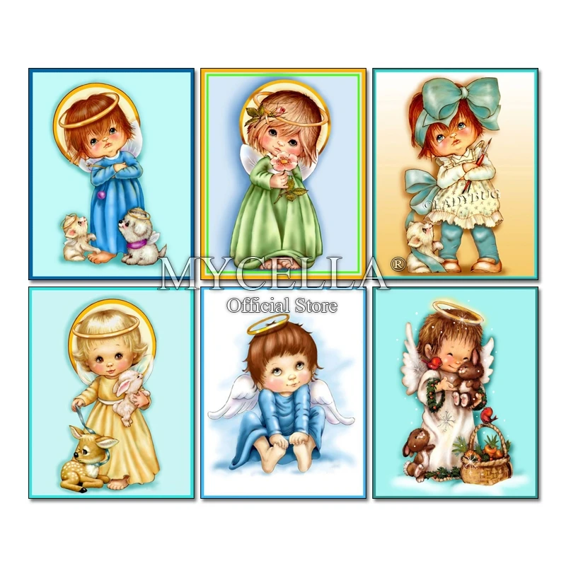 

Needlework Diy Diamond Painting Cartoon Angel baby Cross Stitch Embroidery Full Square princess Full Rhinestone Mosaic Gift