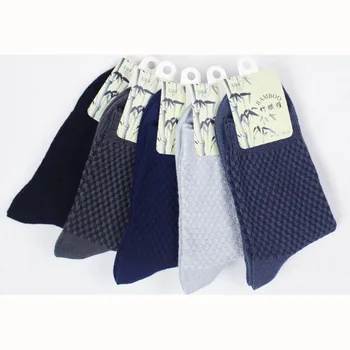 

New Arrival 5 Colors Men Small Check Comfortable Business Sock Anti-Bacterial Deodorant Breatheable Classical Black Gray Socks