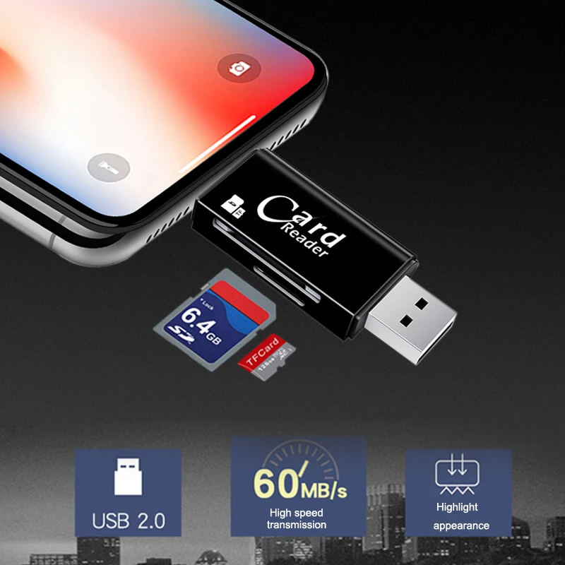 Адаптер для ios и Micro USB и USB TF SD кардридер для iPhone ПК Android Adaptateur USB 2,0 Lector Tarjeta Adaptador внешний
