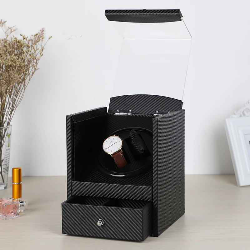 

US/EU/AU/UK Automatic Watch Winder For Mechanical Watch Box Holder Display Winding Jewelry Storage Case Carbon Fiber Gift