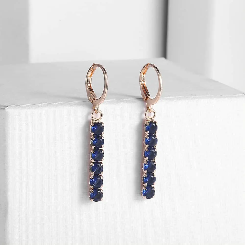 

Womens Lady Rose Gold Filled Drop Earrings Blue Cubic Zirconia CZ Elegant Earrings GE246