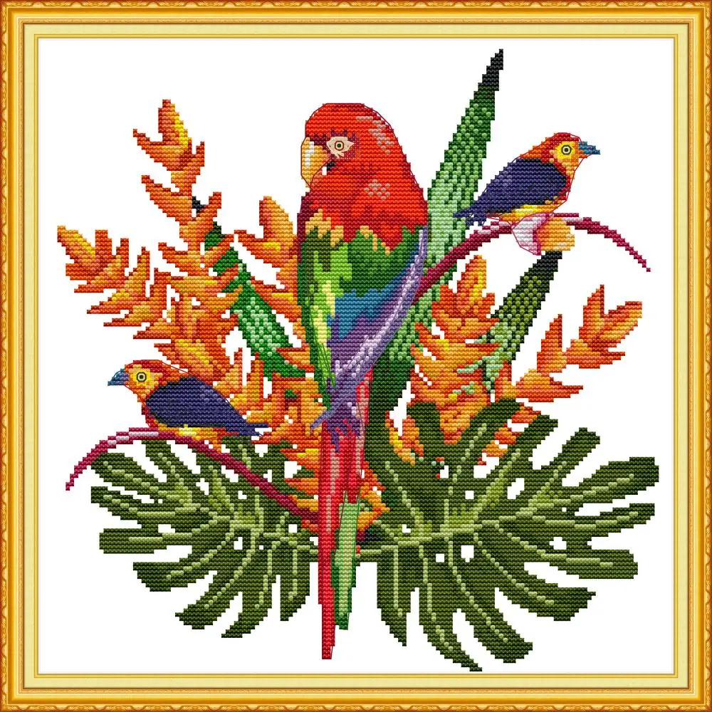 

NKF Parrot Cross Stitch Kit 11CT14CT Chinese Embroidery Needlework Set Cross Stitch Pattern for Home Decor