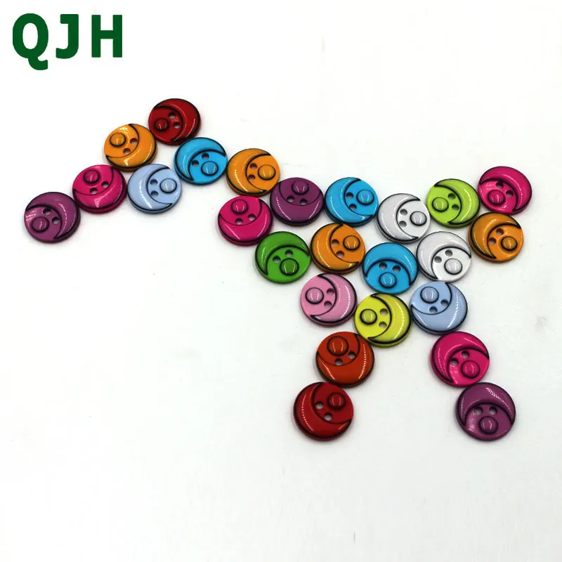

50PCS QJH Mixed Color Round Shape smile face Resin buttons Sewing/Scrapbook coat boots clothes accessory 15mm children buckle